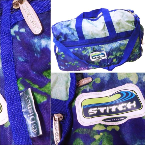 Vintage Y2K Disney Lilo& Stitch Tiki Terror Duffle Bag Utility Tote Aqua Graphic - Picture 1 of 12